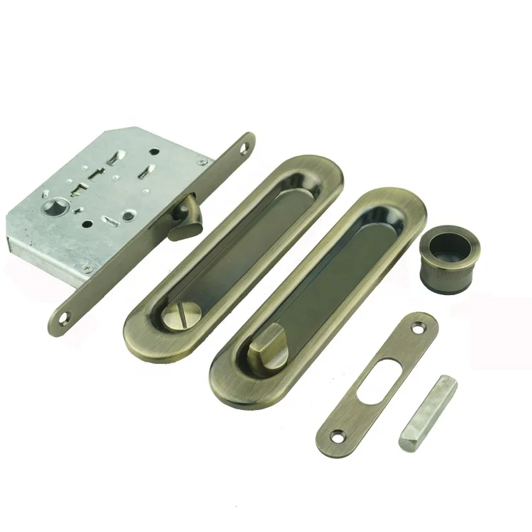 Lock Hook Type Double Mortise Bathroom Lowe Sliding pocket Door Handle