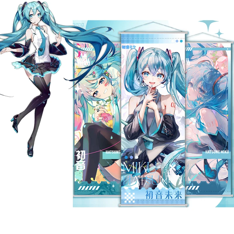 25*70CM Hatsunes Miku wholesale Cartoon Cosplay Comic con Play Wallscroll Silk Anime Wall Scroll