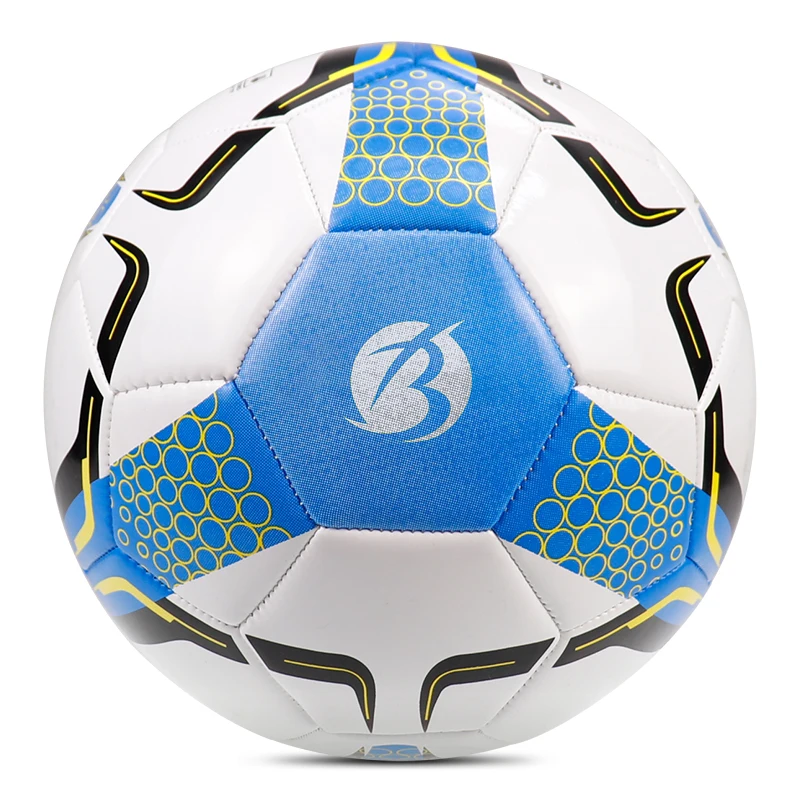 2024 High Quality PU Soccer Ball Machine Stitched Yellow Circle with Blue Ground for Training at a Low Price