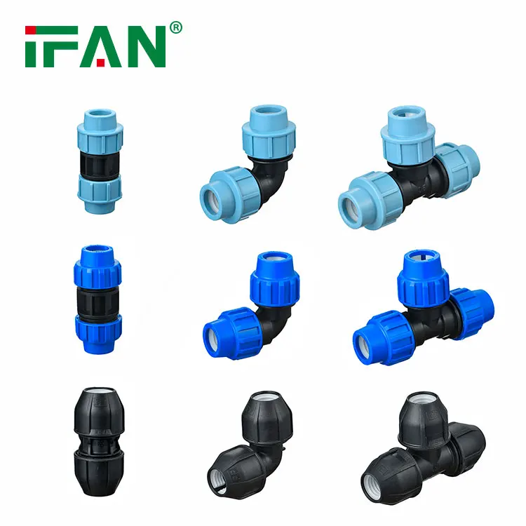IFAN  factory price PN16 20-110mm big size full type PEHD fitting PP Compression PP fast connector for agriculture water supply