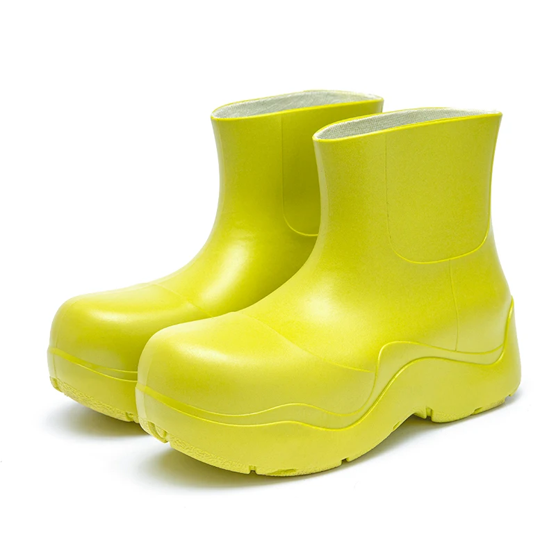 Fashion rain boots non-slip water shoes waterproof platform Fur ankle boots women hunting shoes fishing shoes