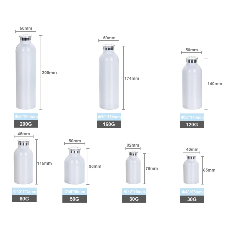 50g 80 120g 100g 200g Aluminum Skin Care Cosmetic Talc Powder Packaging Bottle Round Powder Bottle With Twist Top Sifter Caps