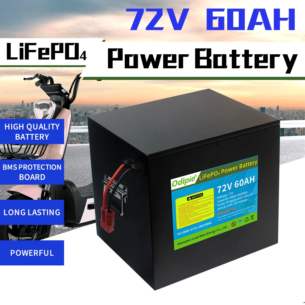 Long Cycle Life Rechargeable LifePO4 72V 60Ah  Ebike Scooter Battery Pack Electric Bicycle Battery Wholesale