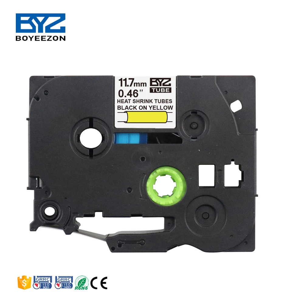 Black on Yellow label tapes compatible brother HS  12mm HSe-631 tape catridges for brother printer label tape
