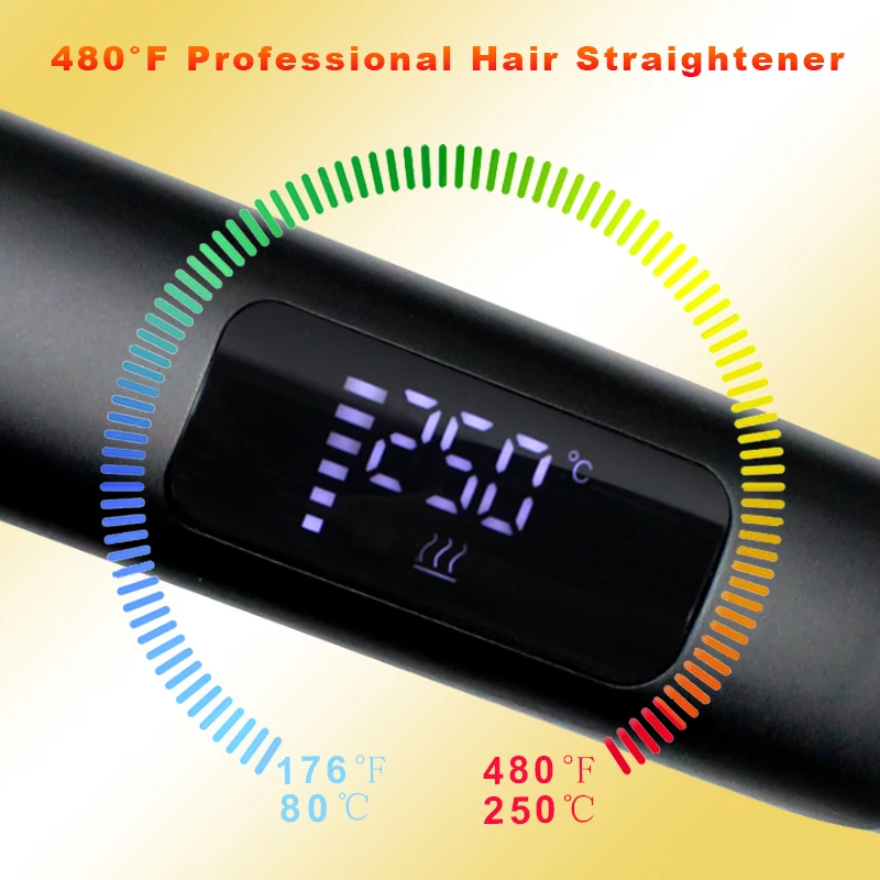 Высокотемпературный утюжок для волос с ЖК-дисплеем 250C/480F