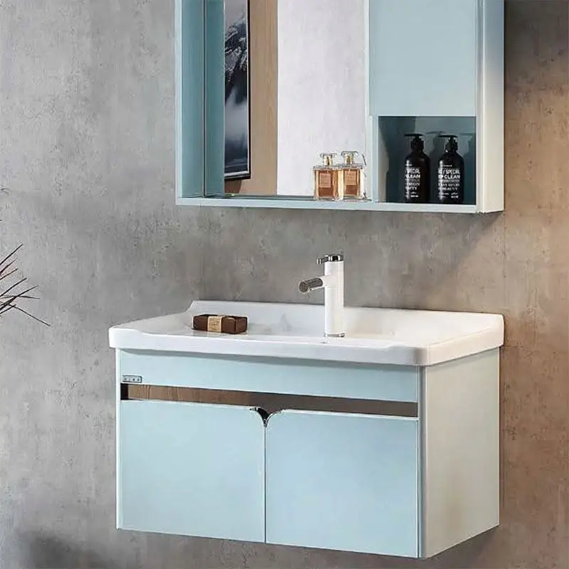 Wall Mounted Hung Vanity Unit with Ceramic Basin 600mm Bathroom Cloakroom Storage Furniture Drop down Cupboard and Sink White
