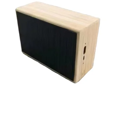 Solar powered wooden wireless BT speaker bamboo grain sound card gift mini portable audio system