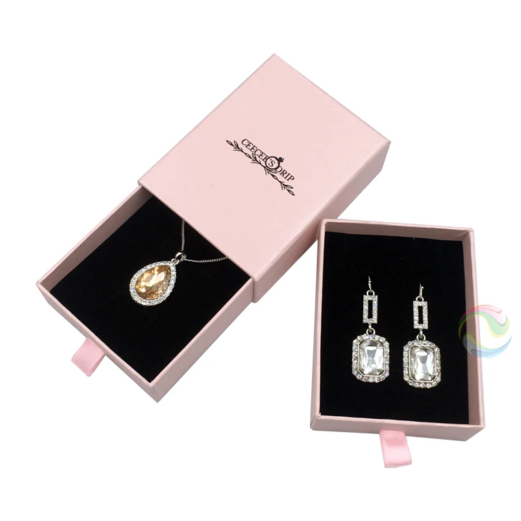 Wholesale Long Small Custom Black Paper Earring Jewellery Packaging Box With Gold LOGO