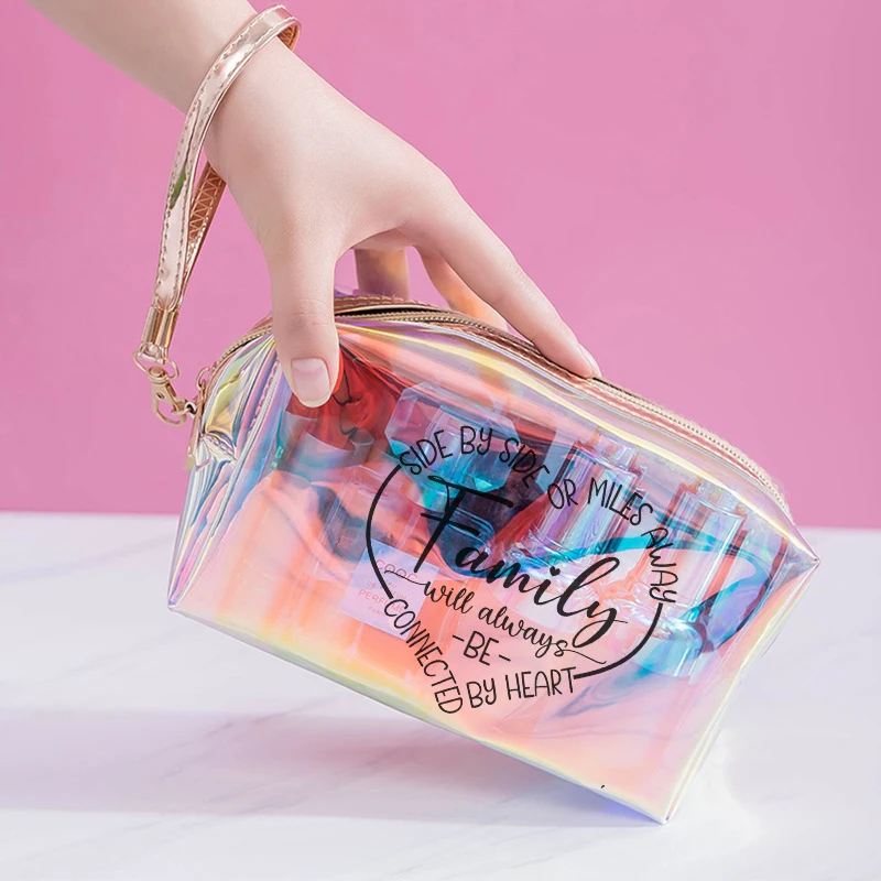 Wingtu Wholesale New Design Pvc Zipper Custom Pattern Cosmetic Bag Brand Clear Travel Makeup Bag With Logo