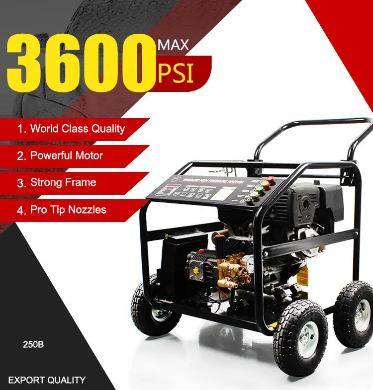 Taizhou JC-G250B High Pressure Gasoline Cleaner 250bar Car wash floor washing machine 15HP 25mpa