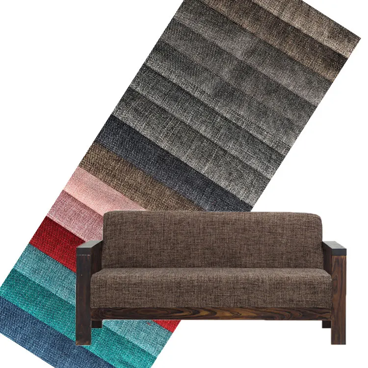 Free Sample Home Deco Polyester Linen Look Fabric Linen Upholstery Sofa Textile Fabric