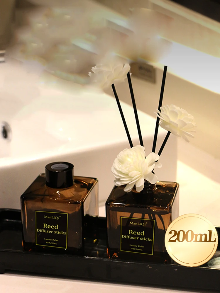 200ml Black wholesale Scented Oil diffuser Decorate Glass Bottle Aroma Reed Stick for Home Fragrance