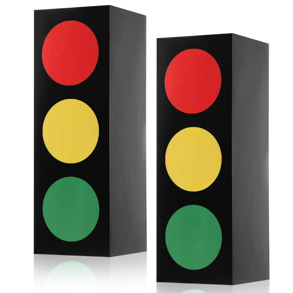 2Pcs Traffic Light Favor Boxes 17' Transportation Boxes for Centerpieces Traffic Light Table Topper Car Theme Birthday Party