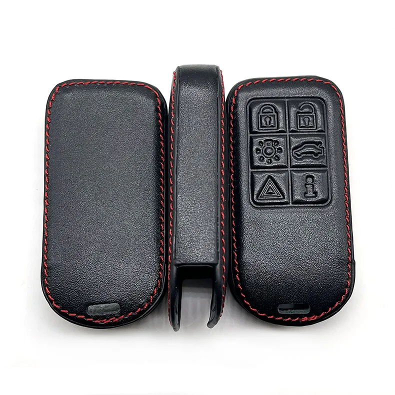 Leather Car Key Cover For Volvo XC70 XC60 V70 V60 S80 S60 V40 Keychain Holder Smart Keyless Remote Control Fobs Protector Cases
