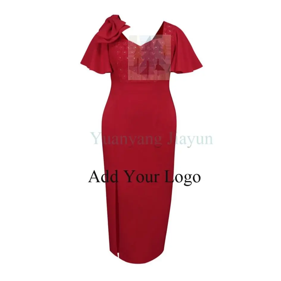 Wholesale Elegant Red Dress Women Red Formal Dress Fat Women Red Dress Party