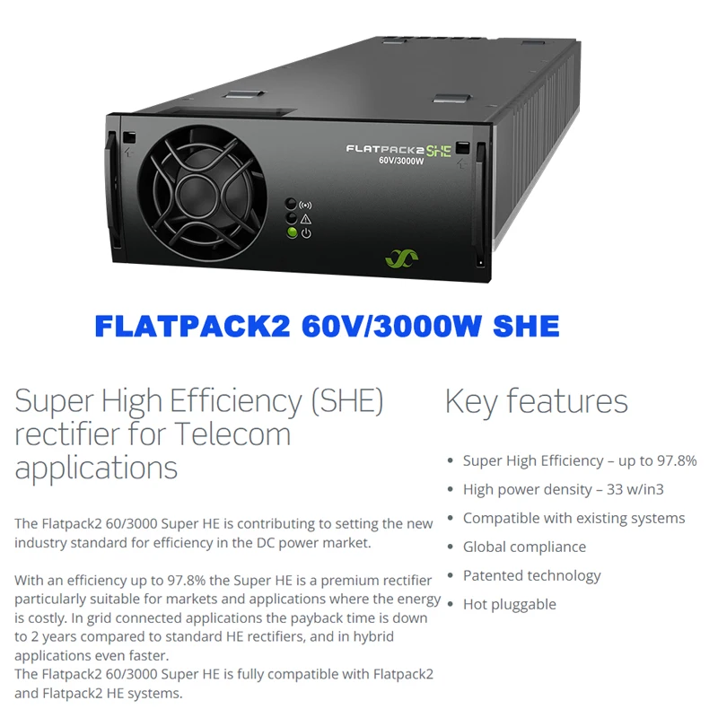 Eltek 60 в импульсная мощность 3000 Вт электронная Телекоммуникация ELTEK Flatpack2 60/3000 SHE выпрямительный модуль