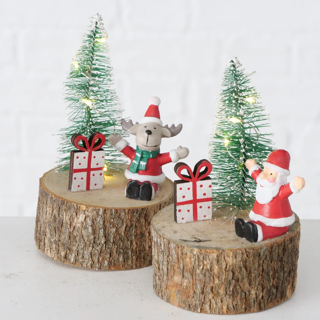 Reindeer Santa Wooden Craft LED Ornament Christmas Decoration