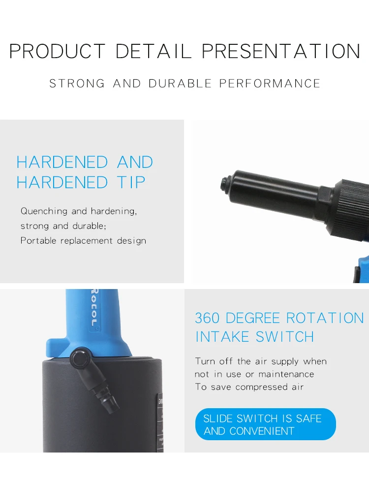Rl-4000HV Automatic Loading Riveting Capacity 4.8mm 6.4mm Pneumatic Blind Pop Riveter Air Rivet Tools