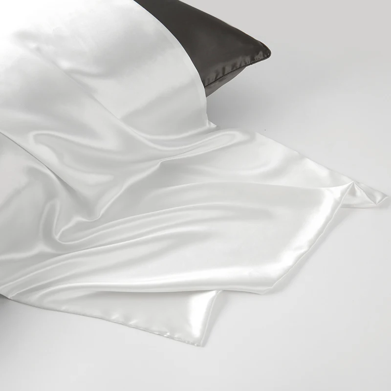 Manufacturer Custom logo and box White pure Silk Pillowcase hidden zipper 100% Mulberry Silk Pillow Case