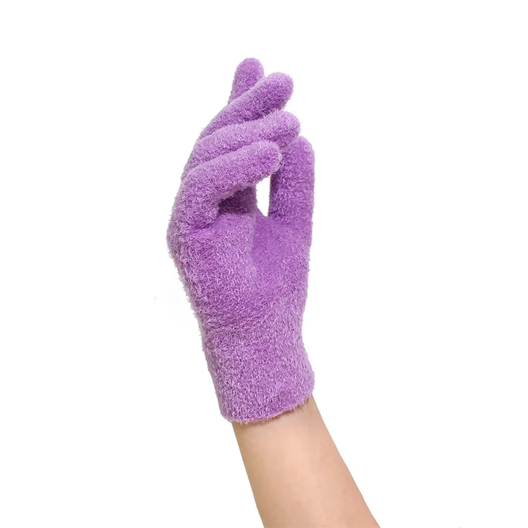 Purple Nylon Glove Spa Massage Bath Gloves Exfoliating Gel Moisturizing Gloves