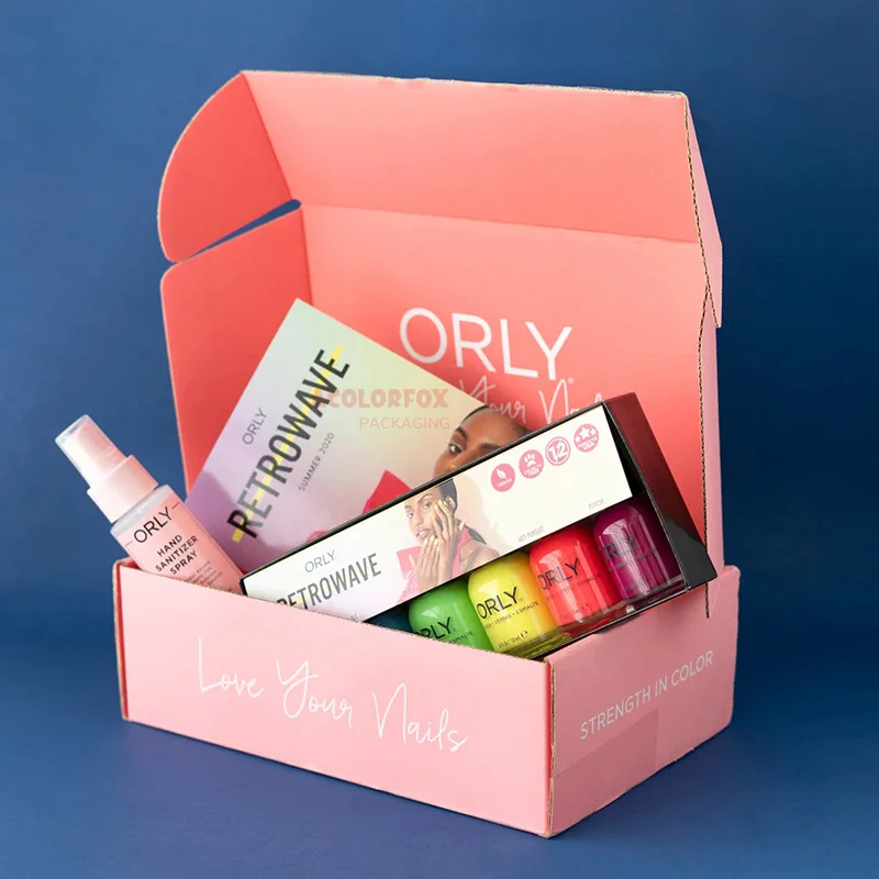 Free Sample Cosmetic Shipping Mailer Boxes Custom Logo Cute Pink Ship Out Package Beauty Subscription Box