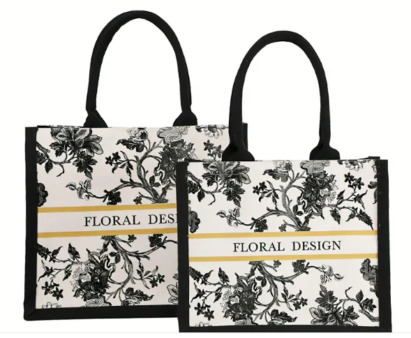 Customizable Canvas Tote Bags   Make Your Mark with a Personalized Ink flowers Carry All for Any Occasion like shopping gift etc