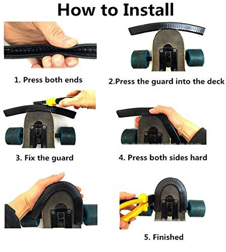 2 PCS 30MM  Durable Rubber Skateboard Accessories Deck Guards Protector Longboard Deck Edge Protection