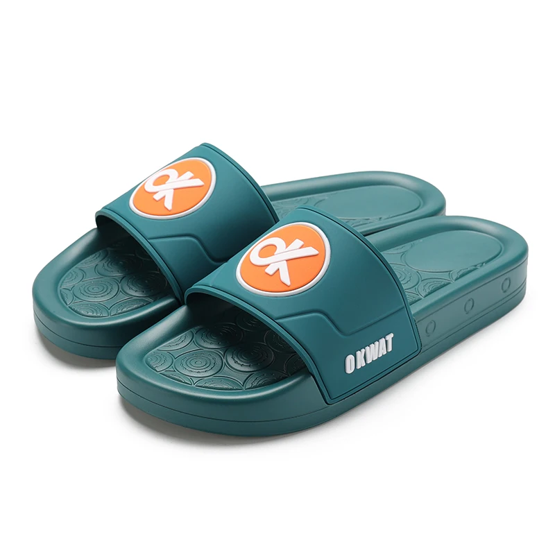 Henghao High Quality Pu 3d Rubber Logo Boy New Models Slippers Thick Sponge Sole Slippers Flite Slipper For Men