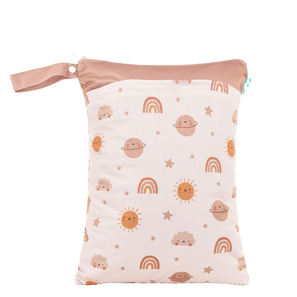 Read to Ship 30*40cm Waterproof Wet Dry Bags for Baby Cloth Diapers Washable Travel double pocket Wetbag