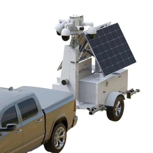 Movable Solar CCTV Trailer solar trailer or Lighting For Outdoor For parking lot BIGLUX