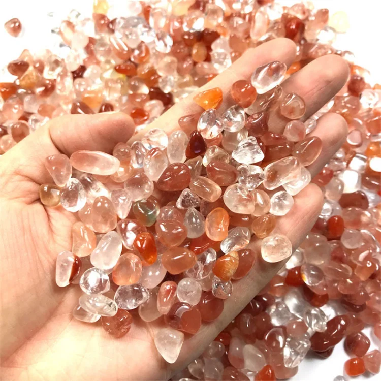 Semi Precious Stone Red Strawberry Quartz Crystal Gravel Tumbled Gemstone For Display