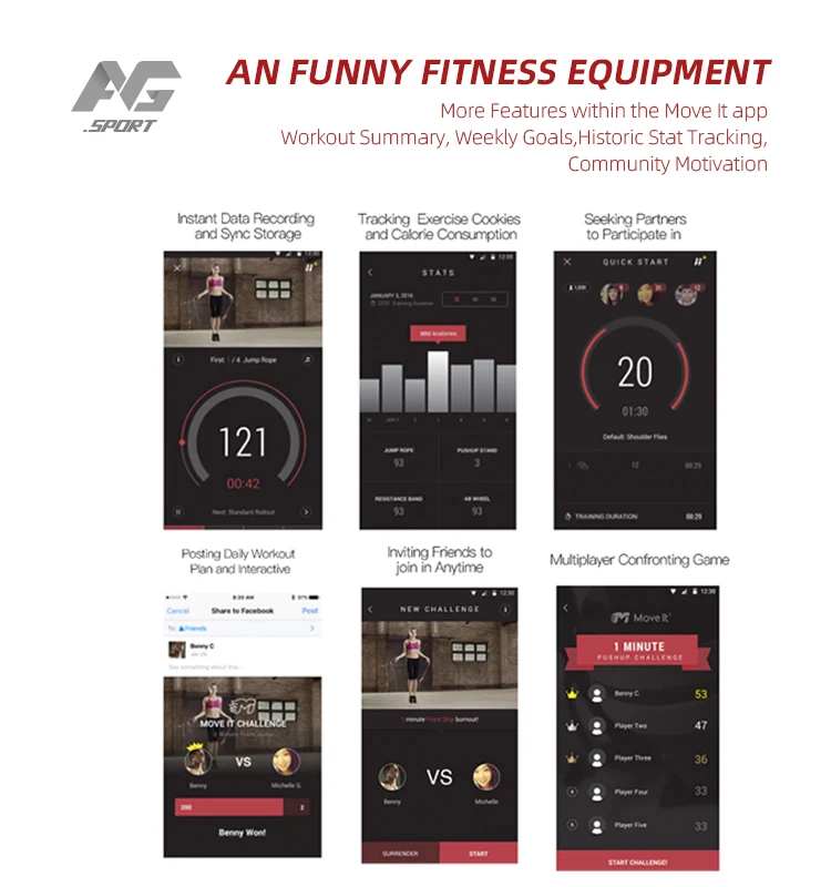 2020 New Technology Wireless With Mobile App 4 in 1 Smart  Aerobic Fitness Equipment Set