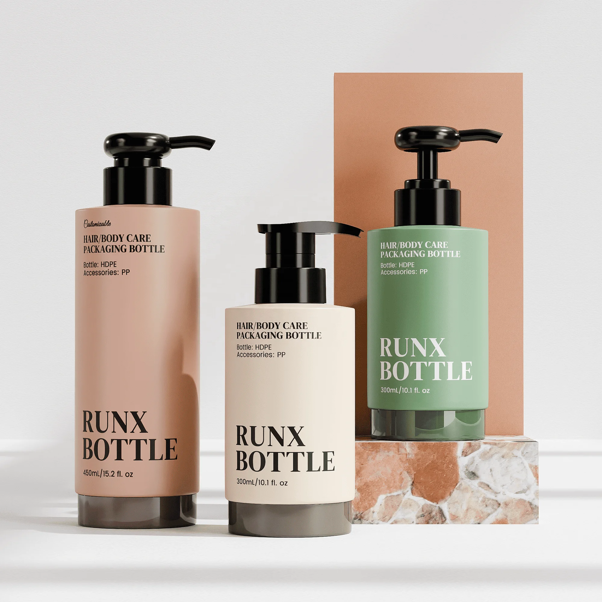 500ml Baby Care HDPE Plastic Pump Bottle 750ml Soap Shampoo Bathroom Cosmetic Packaging Containers for Lotion