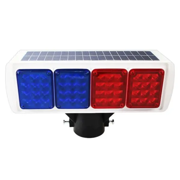 Double Sides Red And Blue Solar Traffic Signal Warning Strobe Light Four Sides Warning Strobe Lights Led Solar Warning Light