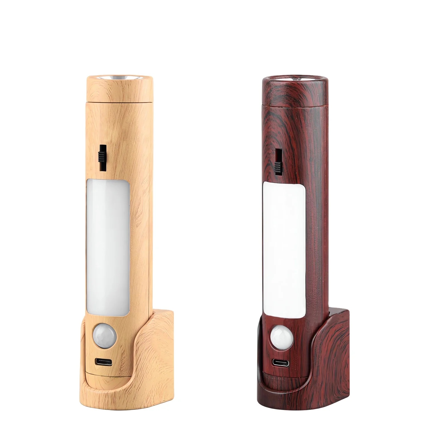 Portable Wireless Magnetic Indoor Wall Staircase Lamp LED USB Rechargeable Cabinet Light WOOD-EMULATED Motion Sensor Night Light