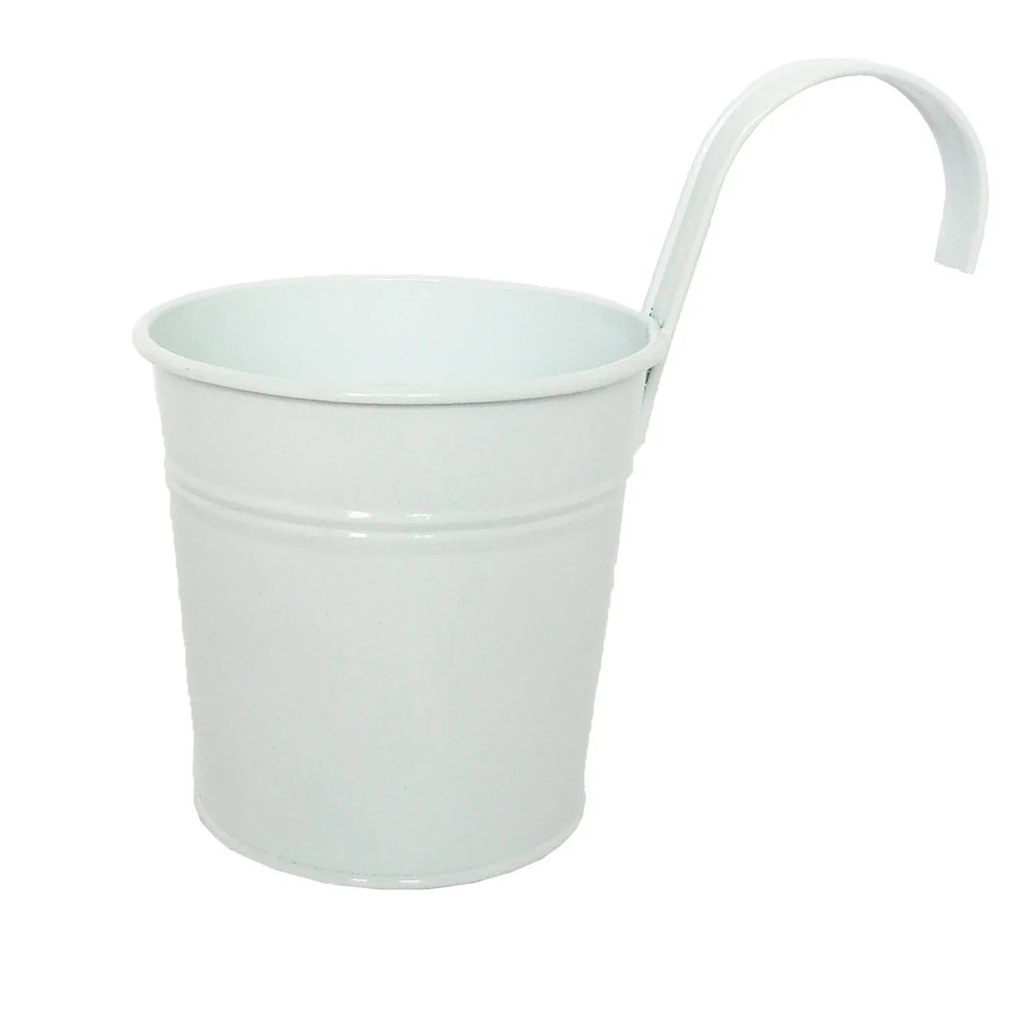 White Metal Flower Pot Small Hanging Garden Custom Galvanized Planter For Home Garden Decoration