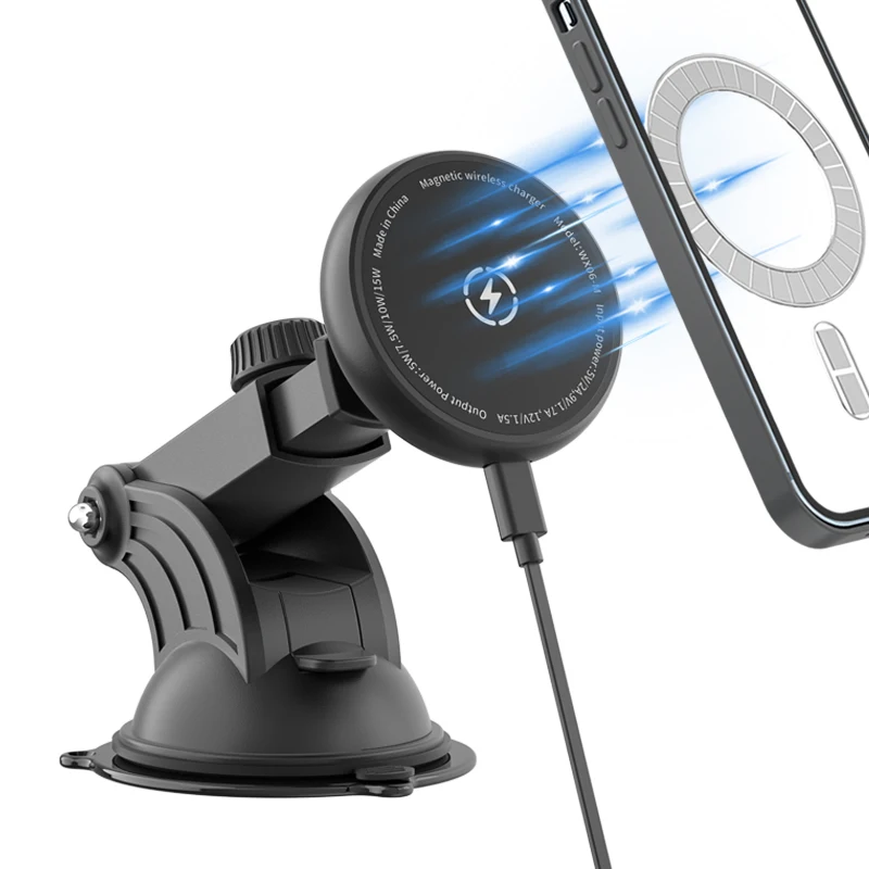 
Amazon Best Seller 15W Fast Mobile Phone Charging Stand Holder For Iphone 12 Wireless Car Charger 