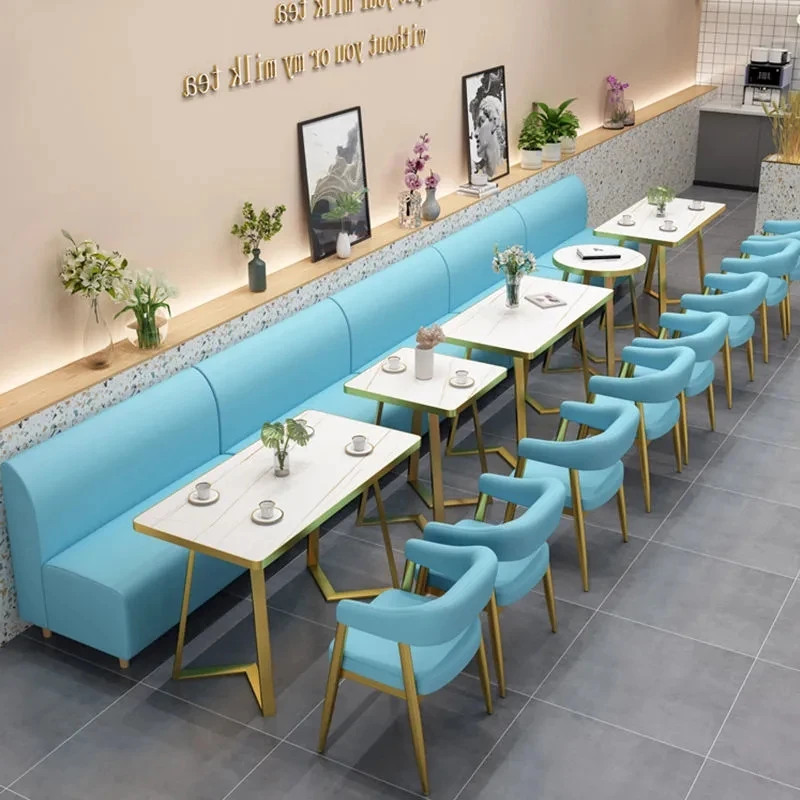 Modern light luxury furniture American restaurant stainless steel table chair sofa marble table wholesale support customization