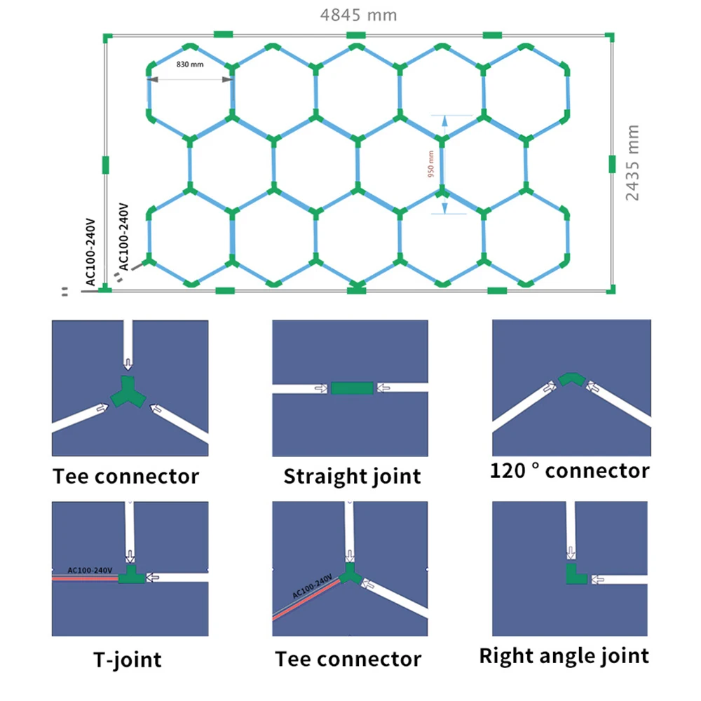 Commercial Car Workshop Working Light Cold White 6000K 680W 2.4*4.8m Honeycomb Car Detailing LED Light