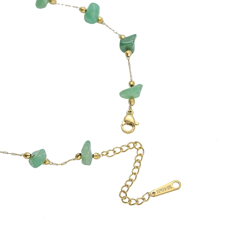 Spot Wholesale Non-tarnish Stainless Steel Plating 14k Golden Natural Stone Crystal Necklace Healing Jewelry