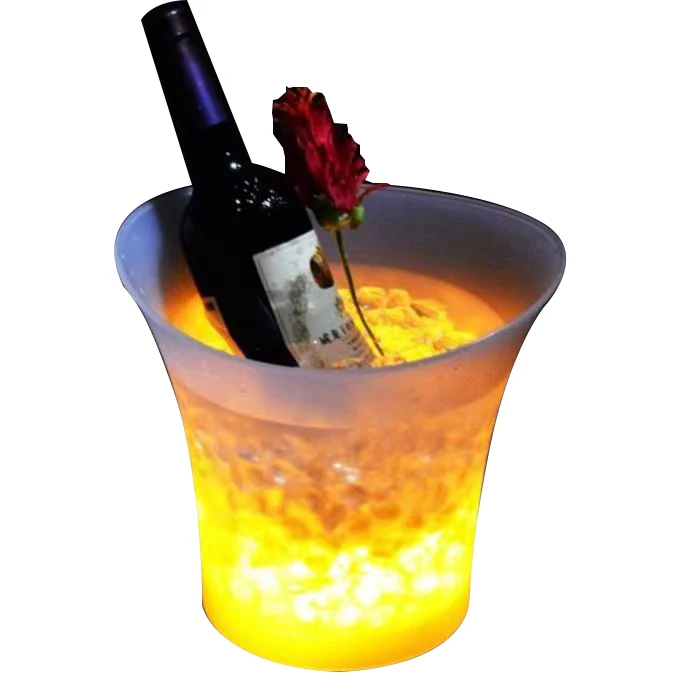 LED Wine Champagne Beer Plastic Ice Bucket with Handles Large Ice Buckets Ice Cooler for Party