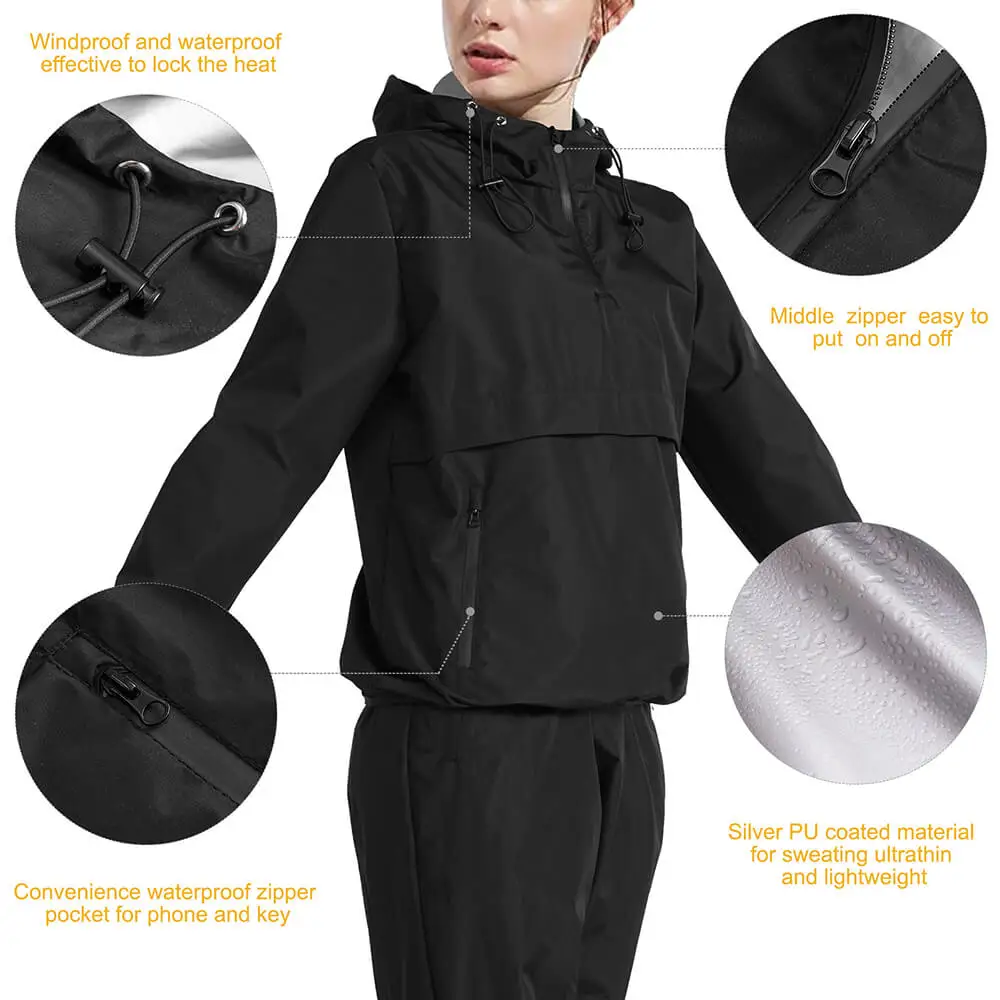 Custom Fitness Sauna Jacket Silver Coating Body Shaper Heat Reflective Sweat Suit  Fat Burning Sauna Suit