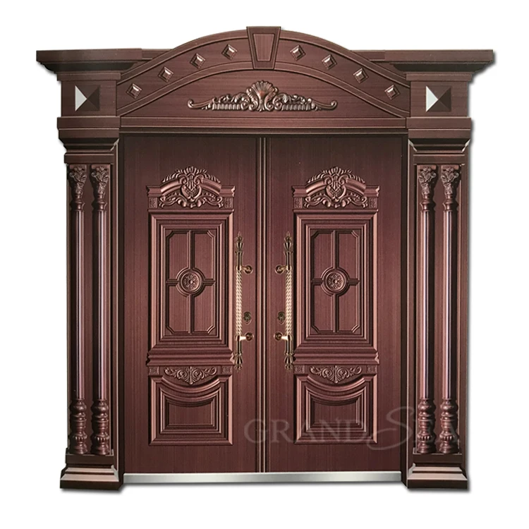 Luxury heavy duty house double steel main door design