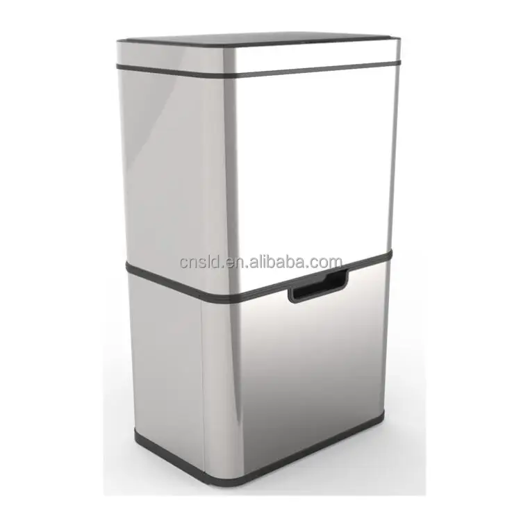 60L Dual Automatic stainless steel sensor dustbin motion trash can waste bin rubbish bin 2 sortable
