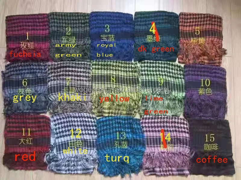 Hot sold arab african jacquard polyester tassels scarf Afghan desert shemagh houndstooth checked square men wrap