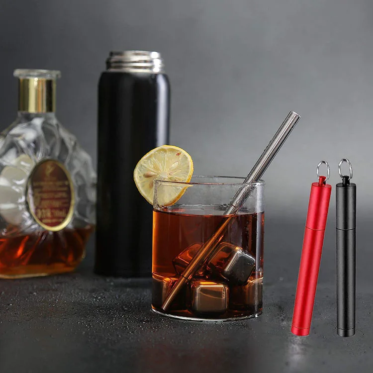 Svin Hot Sale Metal Reusable Custom  Stainless Steel Drinking Telescopic Straw