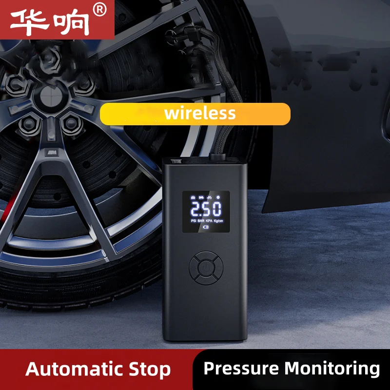 Portable Electric Mini Wireless Car Air Pump Factory-Recharable DC12V Inflator with Tire Pressure Monitor 12V Volta
