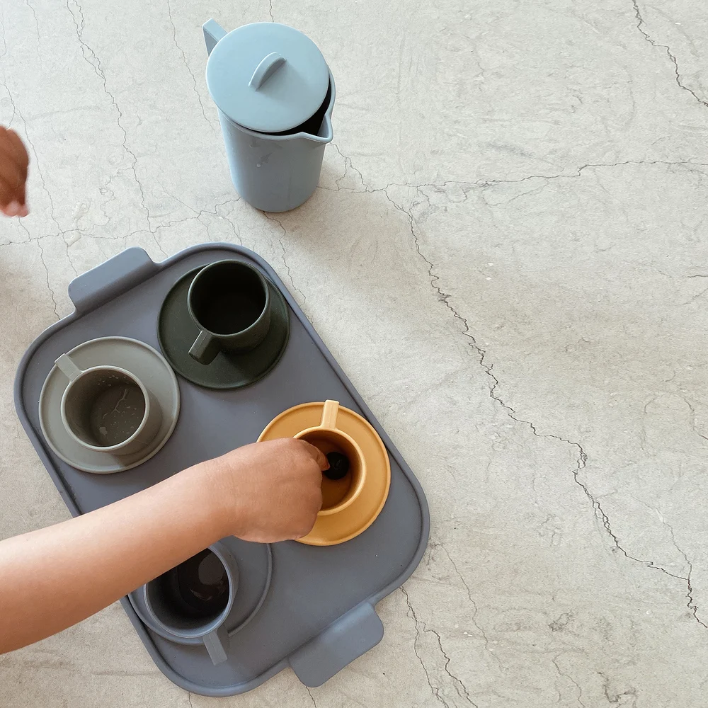 Toy Tea Set for Pretend Play - Playing Kitchen Accessories, Cute Montessori Teapot Kids Play Set