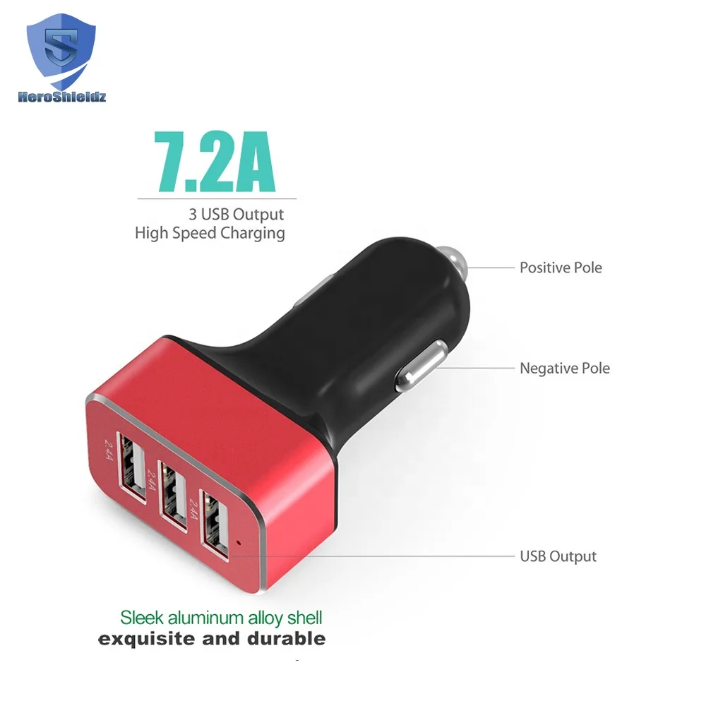 3 0 А быстрое зарядное устройство с USB-портами квадратное автомобильное алюминиевое Универсальное портативное тремя