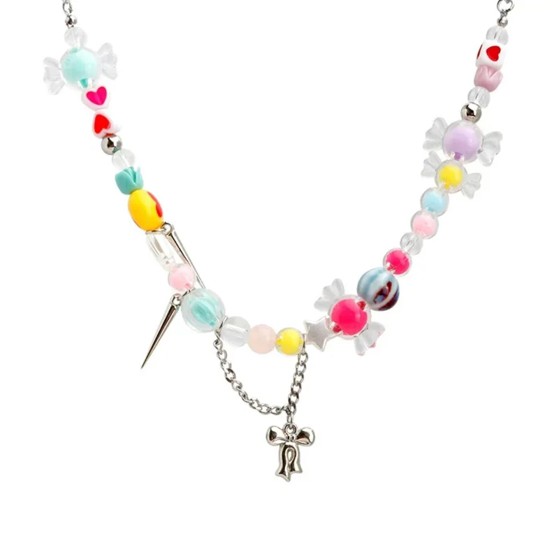 Candy Paradise love heart children Necklace women Cute Sweet Colorful Beaded  Bracelet necklace